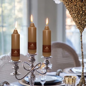 Brown Short Taper Candles 4 Pack - Unscented Dripless Candlesticks