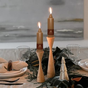 Brown Short Taper Candles 4 Pack - Unscented Dripless Candlesticks