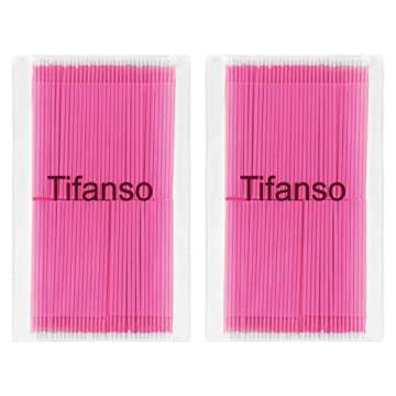 tifanso 400PCS Micro Cotton Swabs, Disposable Eyelash Microswabs for Eyelash Extensions, Lash Brush Applicators Pink(Head Diameter: 2.0mm)
