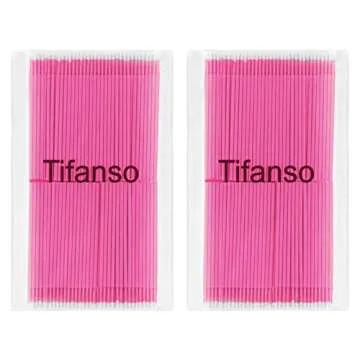 tifanso 400PCS Micro Cotton Swabs, Disposable Eyelash Microswabs for Eyelash Extensions, Lash Brush Applicators Pink(Head Diameter: 2.0mm)