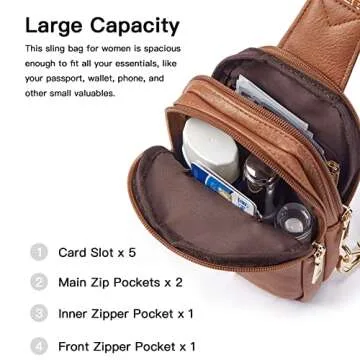 Telena Small Sling Bag for Women Vegan Leather Fashionable Fanny Pack Crossbody Bags for Women for Travel Brown