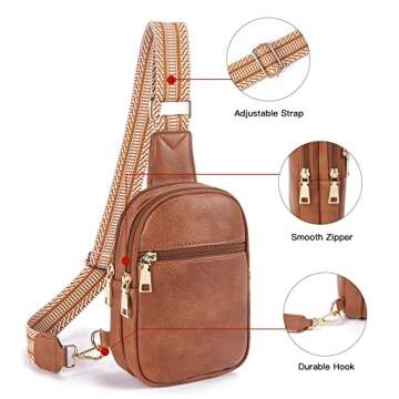 Telena Small Sling Bag for Women Vegan Leather Fashionable Fanny Pack Crossbody Bags for Women for Travel Brown
