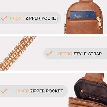 Telena Small Sling Bag for Women Vegan Leather Fashionable Fanny Pack Crossbody Bags for Women for Travel Brown