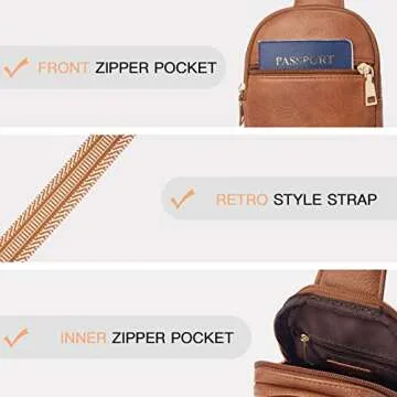 Telena Small Sling Bag for Women Vegan Leather Fashionable Fanny Pack Crossbody Bags for Women for Travel Brown