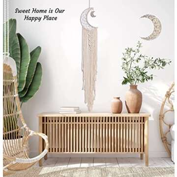 Dream Catchers, Moon Dream Catcher with Lights-Macrame Dreamcatcher Bedroom Wall Decor,Dream Catcher Girls Room Decor Teenager,Moon Gifts Dream Catchers for Boys Mom Women-Moon Catcher Boho Wall Decor