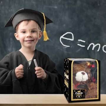 Sawowkuya Graduation Gift Set: Class of 2024 Stuffed Teddy Bear, Congrats Grad Card, Artificial Flower, Graduation Box with Window - Perfect for Him or Her