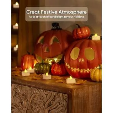 merrynights LED Candles, 24-Pack Tea Lights Candles Battery Operated Bulk, Long-Lasting 200 Hours Flameless Tealight Candles, Flickering Tea Lights for Halloween Fall, Warm Yellow, 1.5'' D X 1.25'' H