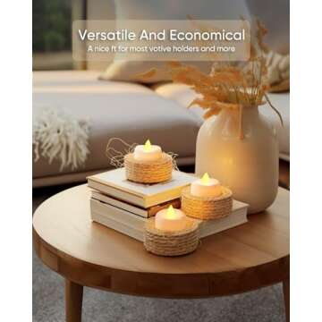 merrynights LED Candles, 24-Pack Tea Lights Candles Battery Operated Bulk, Long-Lasting 200 Hours Flameless Tealight Candles, Flickering Tea Lights for Halloween Fall, Warm Yellow, 1.5'' D X 1.25'' H