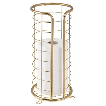 mDesign Soft Brass Toilet Paper Holder Stand for 3 Rolls