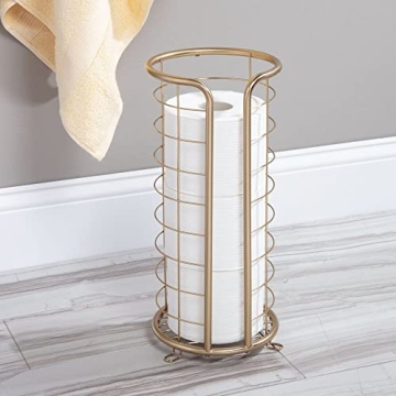 mDesign Soft Brass Toilet Paper Holder Stand for 3 Rolls