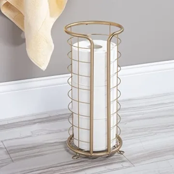 mDesign Soft Brass Toilet Paper Holder Stand for 3 Rolls