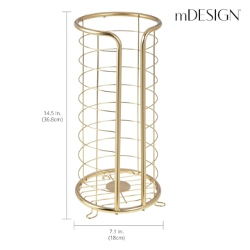 mDesign Soft Brass Toilet Paper Holder Stand for 3 Rolls