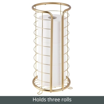 mDesign Soft Brass Toilet Paper Holder Stand for 3 Rolls