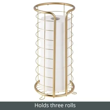 mDesign Soft Brass Toilet Paper Holder Stand for 3 Rolls