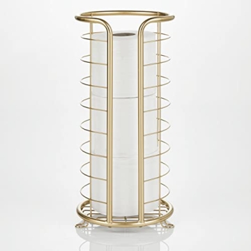 mDesign Soft Brass Toilet Paper Holder Stand for 3 Rolls