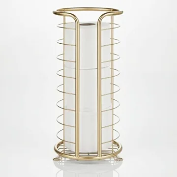 mDesign Soft Brass Toilet Paper Holder Stand for 3 Rolls