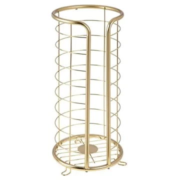 mDesign Soft Brass Toilet Paper Holder Stand for 3 Rolls