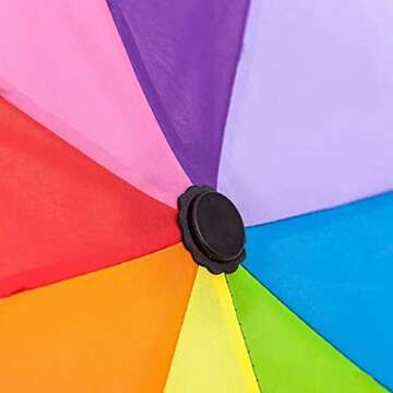 YAMHOHO Three Flat Edge Rainbow Bumper Cloth Sun Umbrella Sunshade Ladies Gift Umbrella Windproof Travel Foldable Small Compact (iridescent)