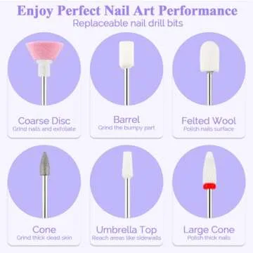 Cordless Nail Drill Portable Professional, Rechargeable Electric Nail File Machine E File for Acrylic Nails Gel Polishing Removing, 3 Speeds Efile with Bits Kit for Manicure, White