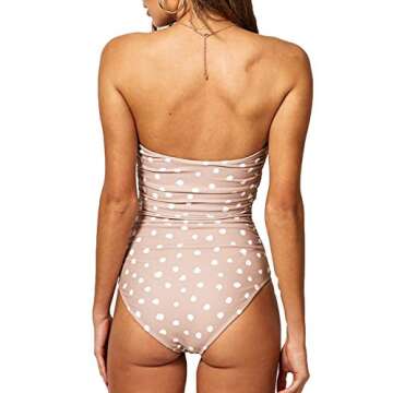 QINSEN Womens High Waist One Piece Swimsuit Sexy Removeable Straps Tie Knot One Piece Bathing Suit Pink M