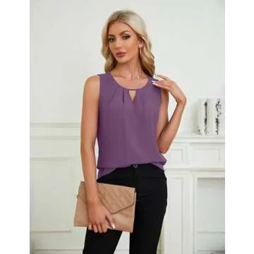 Blooming Jelly Womens Summer Tank Top Sleeveless Business Casual Top Basic Loose Dressy Blouse 2025 (S, Light Purple)
