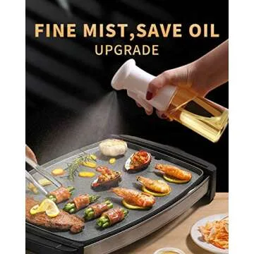 Aminno Oil Sprayer for Cooking, Food Grade Oil Sprayer Dispenser Mister, BPA-FREE Oil Spray Bottle, Multipurpose Sprayer for Air Fryer, Frying, Salad, Baking, BBQ, 7oz/200ml