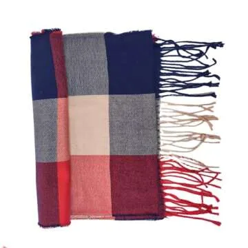 Wander Agio Winter Kids Scarf Warm Shawls Scarves Parent-child Scarf Women Plaid Small Scarfs Beige Orange Plaid