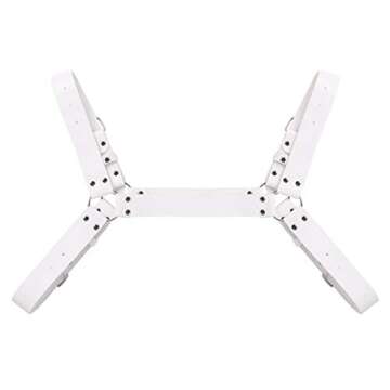 PU Leather Chest Harness Strong And Sturdy Shoulder Strap Body Comfortable Belt Punk Gothic Cosplay Clubwear Costume for Mens (White B)