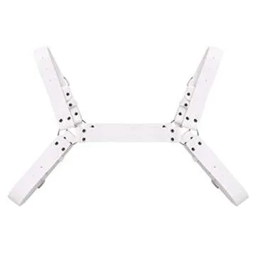 PU Leather Chest Harness Strong And Sturdy Shoulder Strap Body Comfortable Belt Punk Gothic Cosplay Clubwear Costume for Mens (White B)