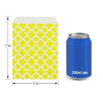 KEYYOOMY 100 Pcs Yellow Candy Buffet Bags Small Cookie Bags Polka Dot Paper Treat Bags for Wedding B...