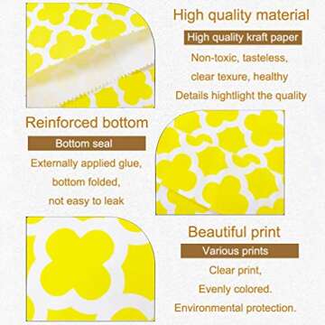 KEYYOOMY 100 Pcs Yellow Candy Buffet Bags Small Cookie Bags Polka Dot Paper Treat Bags for Wedding Birthday Party (5 inch x 7 inch)