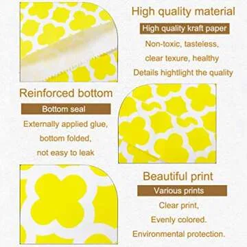 KEYYOOMY 100 Pcs Yellow Candy Buffet Bags Small Cookie Bags Polka Dot Paper Treat Bags for Wedding Birthday Party (5 inch x 7 inch)