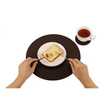 Set of 6 Embossed PU Leather Placemats, Waterproof Coffee Coasters, Kitchen Table Mats, Easy to Wipe...