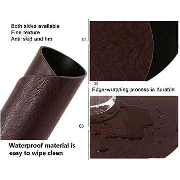 Set of 6 Embossed PU Leather Placemats for Dining