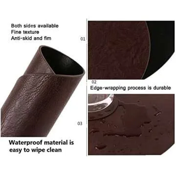 Set of 6 Embossed PU Leather Placemats for Dining