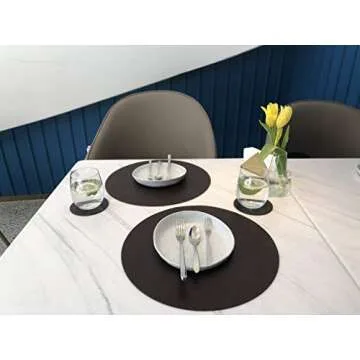 Set of 6 Embossed PU Leather Placemats for Dining