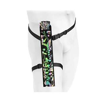 Raveahem Lridescent Holographic Large Rave Bamboo Folding Clack Hand Fan With Holster for Men/Women ...