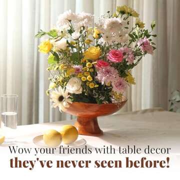 Folkulture Wooden Fruit Bowl for Kitchen Counter, Fruit Bowls for Farmhouse Décor, Pedestal Bowl, Decorative Pedestal Bowl for Table, 12" Large Fruit Bowl Wood, Wood Fruit Bowl for Kitchen Decor