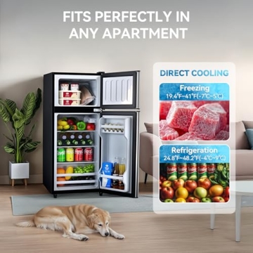 Compact Anypro 3.6 Cu.Ft Double Door Fridge with Freezer