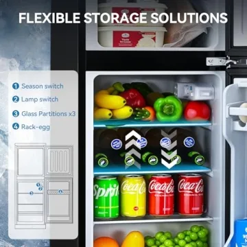 Compact Anypro 3.6 Cu.Ft Double Door Fridge with Freezer