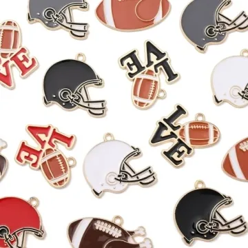 DanLingJewelry 16Pcs 8 Styles Rugby Football Helmet Charms Enamel Rugby Charms Sports Ball Charms for Jewelry Making DIY