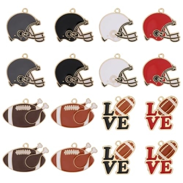 DanLingJewelry 16Pcs 8 Styles Rugby Football Helmet Charms Enamel Rugby Charms Sports Ball Charms for Jewelry Making DIY