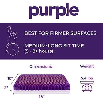 Purple Royal Seat Cushion - Seat Cushion for The Car Or Office Chair - Temperature Neutral Grid