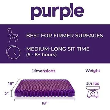 Purple Royal Seat Cushion - Seat Cushion for The Car Or Office Chair - Temperature Neutral Grid