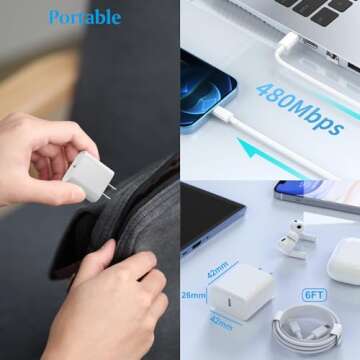 USB C Charger for iPhone 14 13 12 11 Charger, 2Pack USB C Fast Charger Plug Power Adapter with 6FT Type C to L.ightning Cable for iPhone 14/13/12/11 Pro/Pro Max/XS Max/XS/XR/X/SE/8 and More