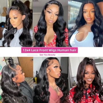 Doiwile 26 Inch Lace Front Wig Glueless Body Wave Human Hair