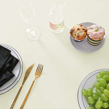 luccido 6 Pack Rectangle Tablecloth 60 x 102 Inches Ivory Table Cloth Stain and Wrinkle Resistant Wa...