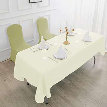 luccido 6 Pack Rectangle Tablecloth 60 x 102 Inches Ivory Table Cloth Stain and Wrinkle Resistant Washable Polyester Fabric Table Cover for Party, Wedding and Banquet Decoration