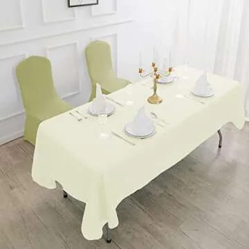 luccido 6 Pack Rectangle Tablecloth 60 x 102 Inches Ivory Table Cloth Stain and Wrinkle Resistant Washable Polyester Fabric Table Cover for Party, Wedding and Banquet Decoration