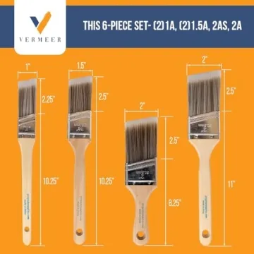 Vermeer 6-Pack Angle Paint Brushes for Professional Smooth Finish